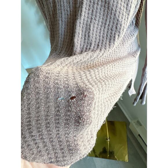 Free People Kristina Drippy Thermal Cowl Neck Top Mushroom Small - Picture 4 of 9